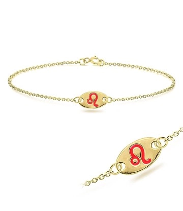 Gold Plated Leo Silver Bracelet BRS-147-GP